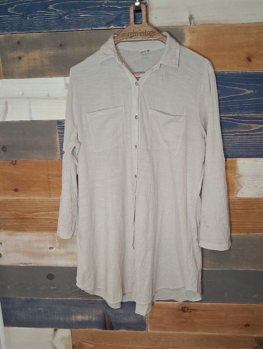 Blanco By Nature Cabana Dress Shirt Linen XL - Picture 2 of 7